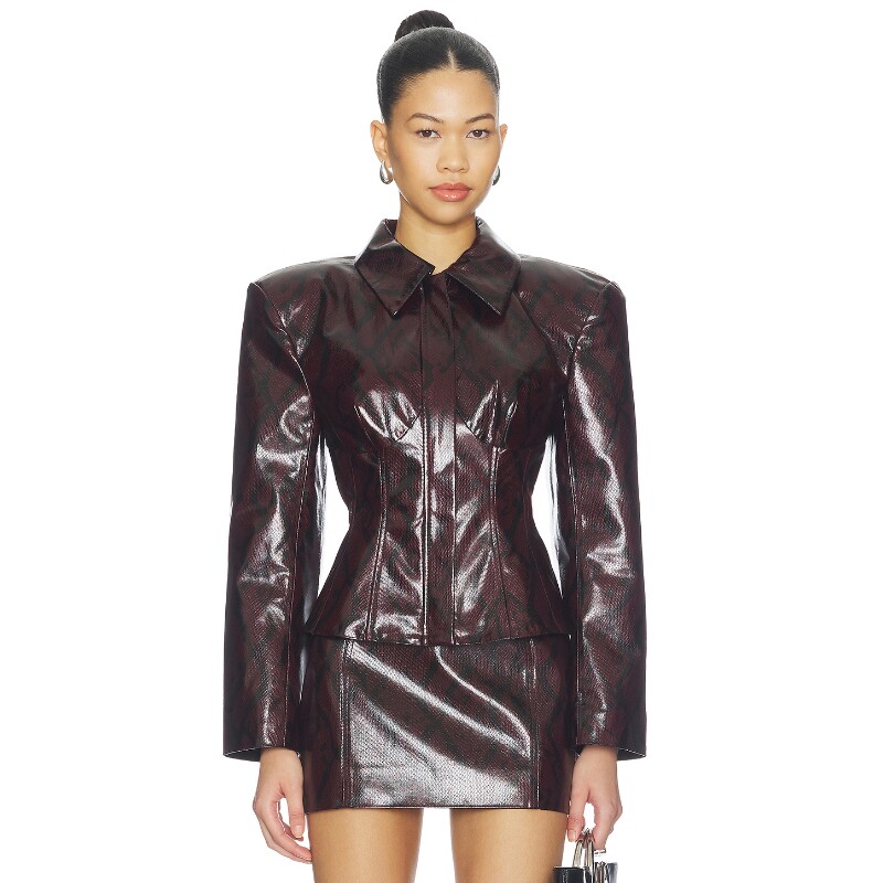 Naked Wardrobe PHYTON 皮革连衣裙半身裙 葡萄酒色 秋冬新品RE