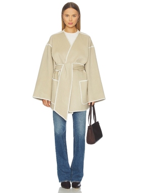 [冬季新品]Tularosa 米色羊毛短款大衣老钱风保暖外套REVOLVE小众