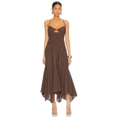 新品 春季 SNDYS吊带连衣裙性感露背镂空复古风百褶长裙REVOLVE