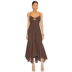 [春季新品]SNDYS吊带连衣裙性感露背镂空复古风百褶长裙REVOLVE