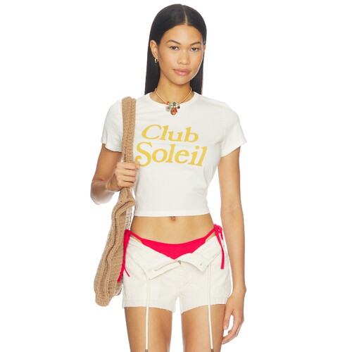 Sunny Somewhere Club白色上衣辣妹风早秋新品短款T恤REVOLVE