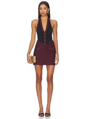 [春季新品]retrofete ERIS 针织裙子 酒红色性感礼服REVOLVE