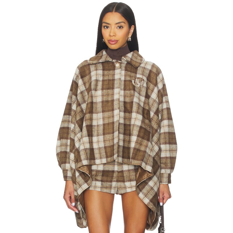 Understated Leather PLAID WESTERN 披肩 奶油色REVOLVE小众新款