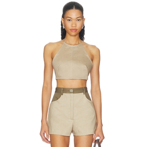 MATTHEW BRUCH Tie Halter Crop Top 26夏季新品 revolve小众新款