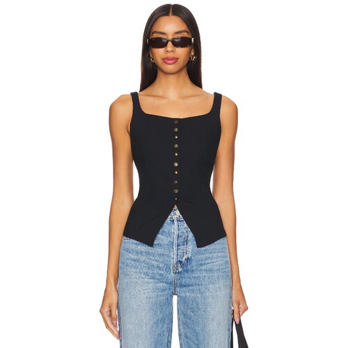 Free People 方领吊带背心黑色修身上衣REVOLVE