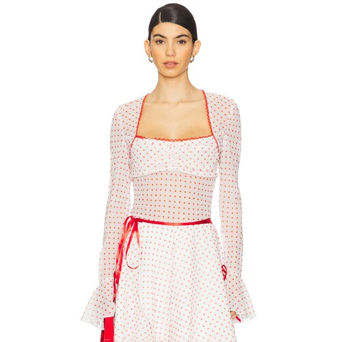 [夏季新品]Tyler McGillivary女衬衫红色辣妹风长袖上衣REVOLVE