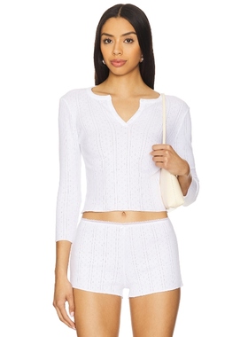 Cou Cou Intimates 短款亨利领上衣白色修身打底衫REVOLVE新款