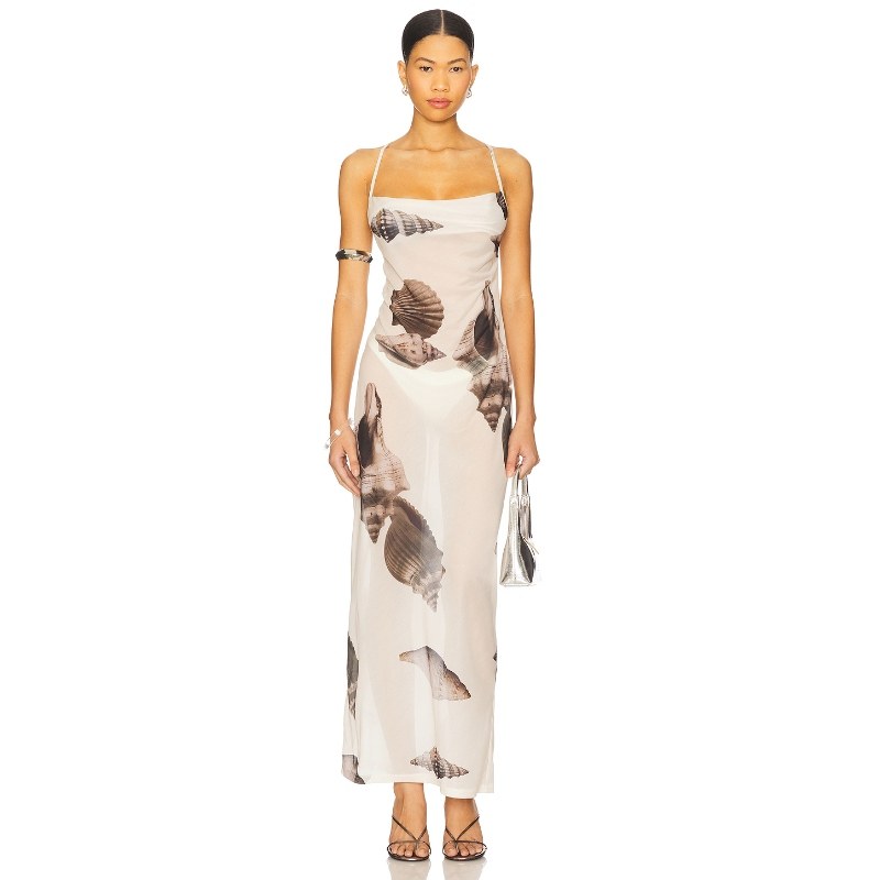4th & Reckless Madeline Shell Printed Maxi Dress WHite REVOL