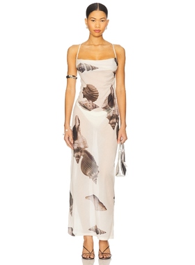 4th & Reckless Madeline Shell Printed Maxi Dress WHite REVOL