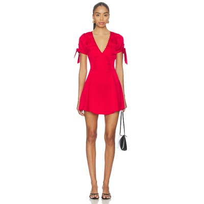 Frankies Bikinis ELLA SATIN JACQUARD MINI 裙子 红色REVOLVE小