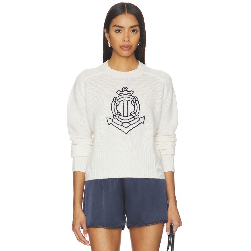 White & Warren Featherweight Cashmere Nautical Embroidered S图片