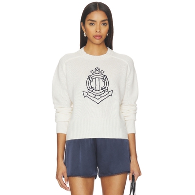 White & Warren Featherweight Cashmere Nautical Embroidered S