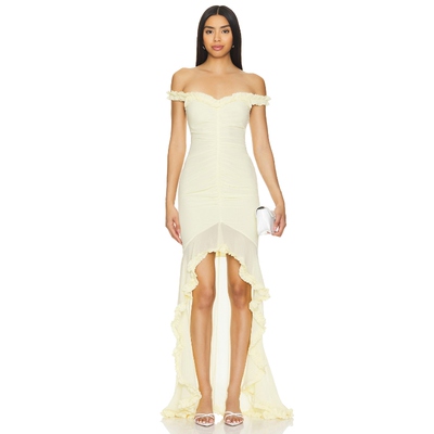 MAJORELLE CHANDRA一字肩性感连衣裙女夏薄纱长裙REVOLVE