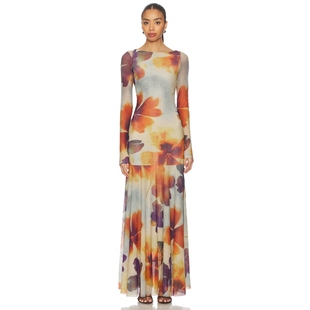 People SUNNEI Orange 海外直邮 度假波西 Burnt Free Grey 长裙