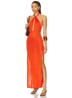 Flook The Label ASHA 针织连衣裙保暖橙色REVOLVE小众新款