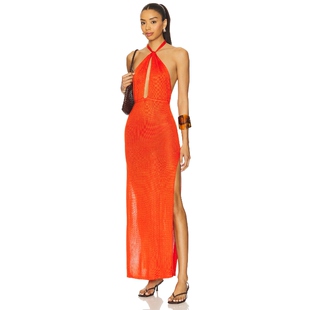 Flook The Label ASHA 针织连衣裙保暖橙色REVOLVE小众新款