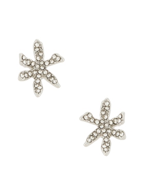 Lele Sadoughi PAVE WATER LILY 铆钉耳饰 金属银色REVOLVE小众新