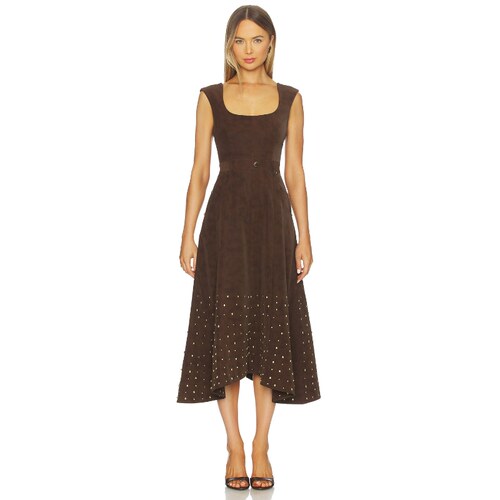 [春季新品]AMUR Kenny Suede Studded Midi Dress 棕色REVOLVE