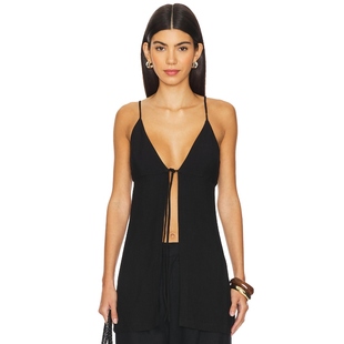 FRONT TIE 上装 黑色 St. y2k辣妹风REVOLVE小众新款 Agni