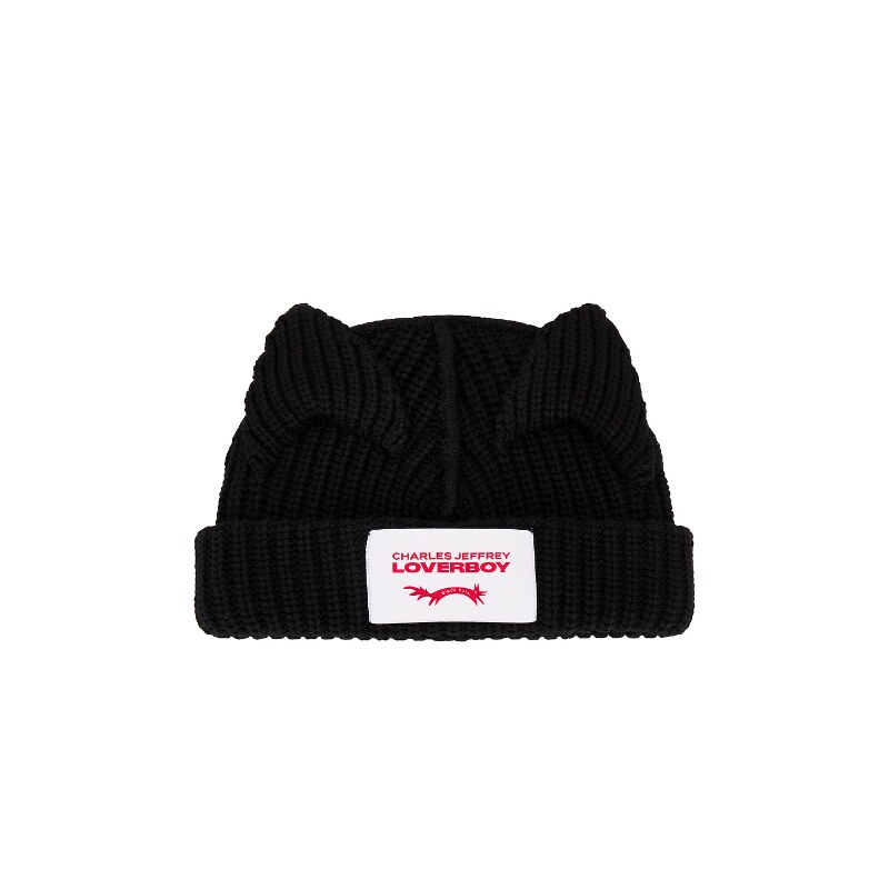Charles Jeffrey LOVERBOY CHUNKY 针织毛线帽 黑色REVOLVE新款