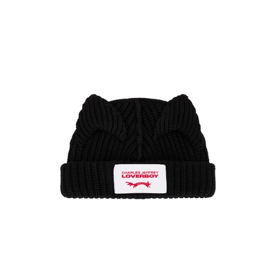 Charles Jeffrey LOVERBOY CHUNKY 针织毛线帽 黑色REVOLVE新款