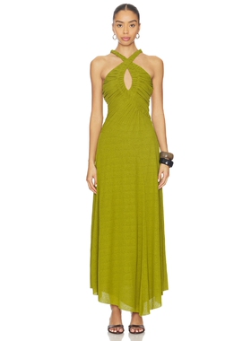 SOVERE ALORA 中长款连衣裙 revolve小众新款 绿色