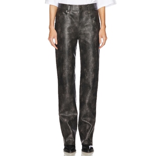 Isabel 新品 Marant Etoile 黑色REVOLVE 人造革长裤 秋季