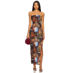 superdown 抹胸连衣裙性感修身长裙复古废土风REVOLVE小众新款