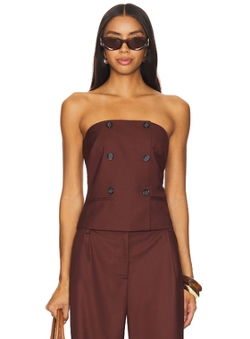 4th & Reckless CREA 紧身衣 棕色 y2k辣妹风REVOLVE小众新款