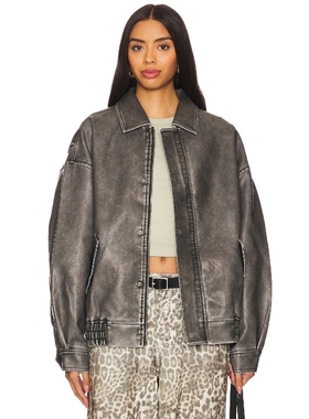 LIONESS 飞行员夹克运动复古风翻领机车防风外套REVOLVE小众新款