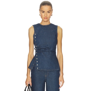 Denim y2k辣妹风REVOLVE小众新款 Buttoned 藏青色 Top ROTATE