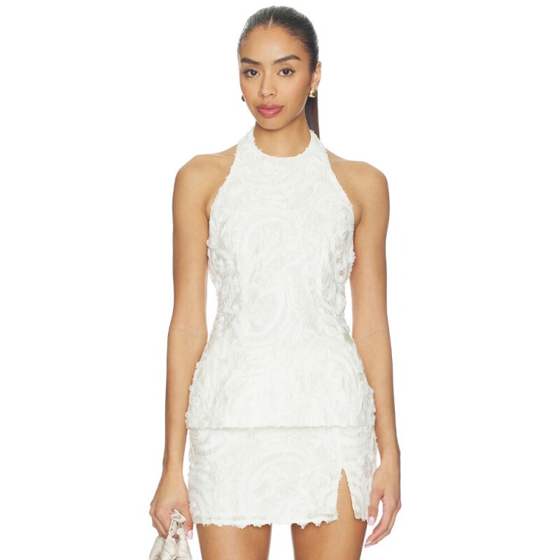 [早秋新品]Lovers and Friends白色背心挂脖优雅上装REVOLVE