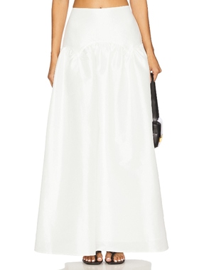 [冬季新品]MORE TO COME 半身裙白色绸缎静奢风长裙REVOLVE小众