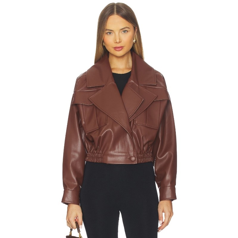 SELMACILEK LEA 棕褐色皮夹克 棕色REVOLVE小众新款