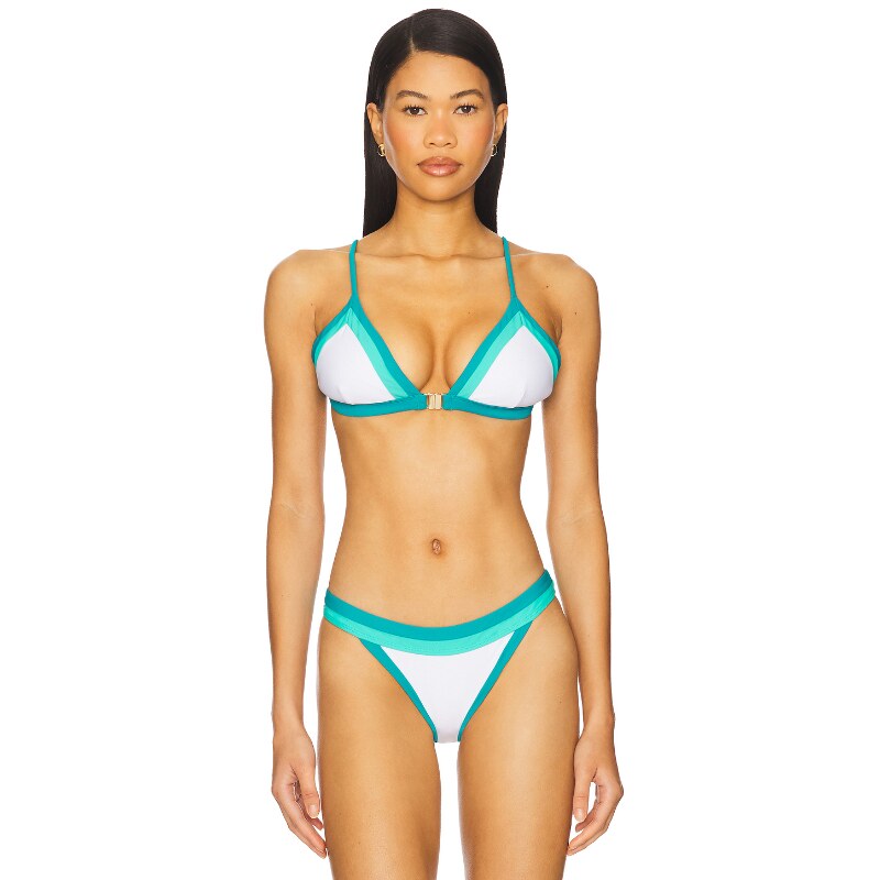 MILLY AMALFI 比基尼文胸上衣 Ivory,Teal 辣妹风REVOLVE