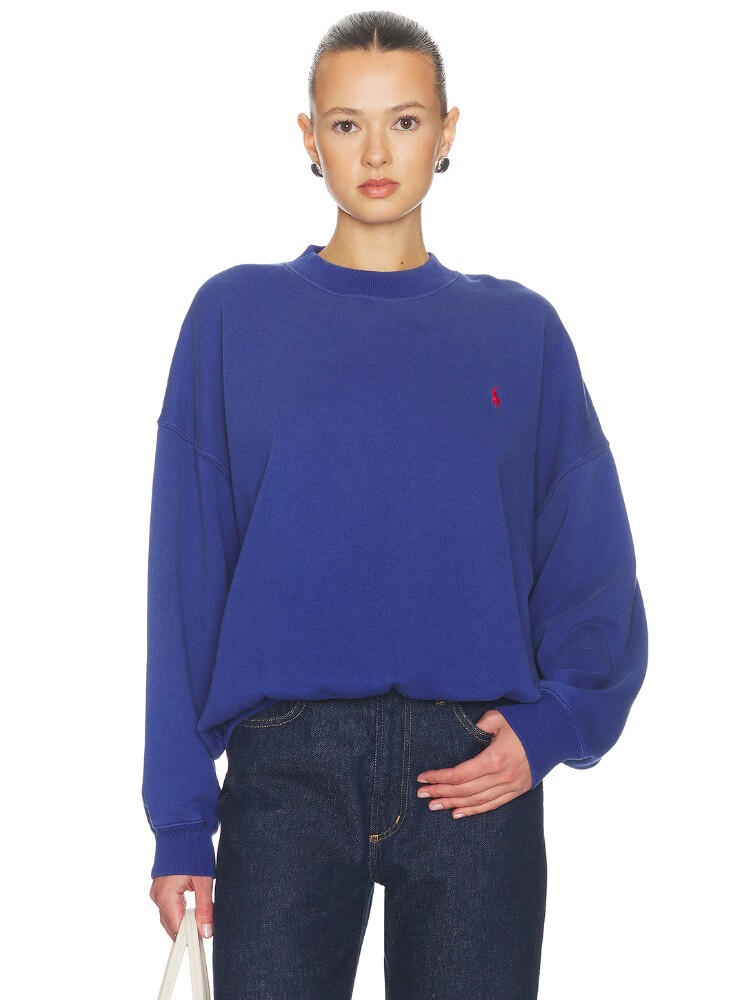 [夏季新品]Polo Ralph Lauren蓝色卫衣刺绣休闲宽松上衣REVOLVE