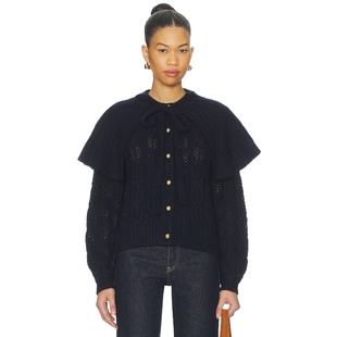 藏青色REVOLVE小众新款 FRAME 披肩领毛衣