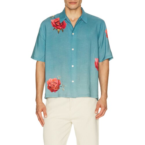 ALLSAINTS蓝色上装印花翻领复古风短袖衬衫夏季新品REVOLVE
