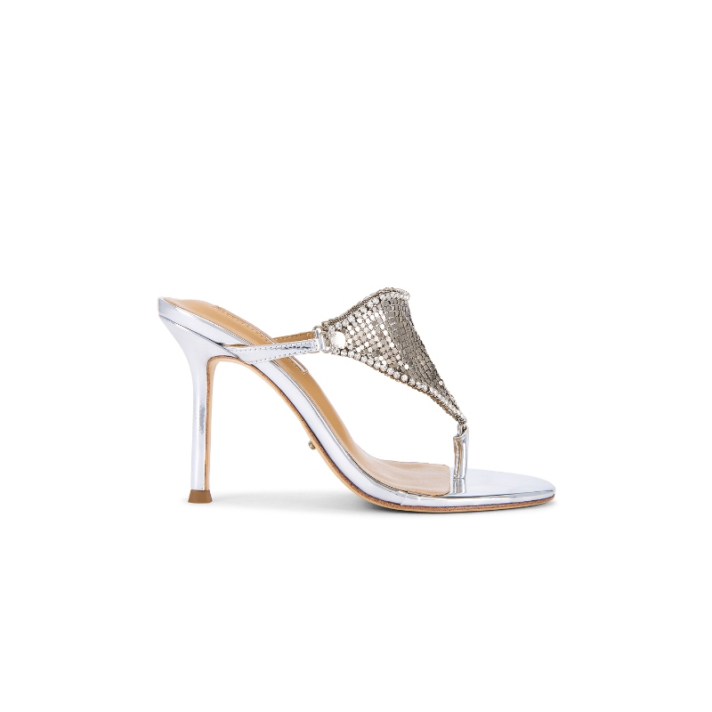 Tony Bianco DEMURE 高跟 金属银色REVOLVE小众新款