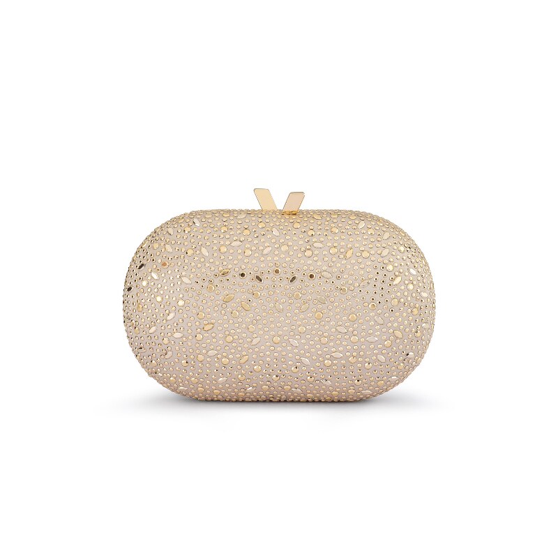 [春季新品]olga berg FAYE闪钻椭圆手拿包轻奢风装饰手包REVOLVE