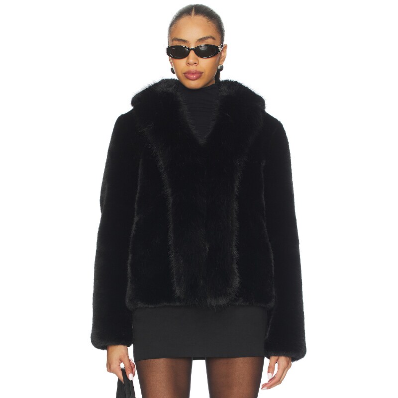 Generation Love DASHA 环保皮草外套黑色老钱风REVOLVE小众新款