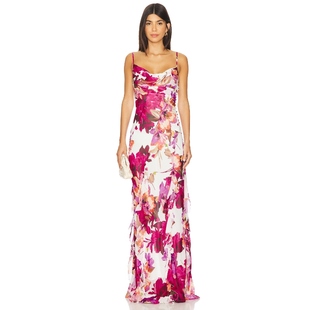 长裙 NICHOLAS COWL RUFFLE 粉色REVOLVE小众新 KAMILA