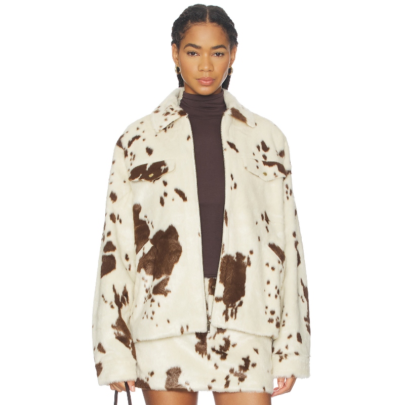 Lovers and Friends 环保皮草夹克奶油色静奢风外套REVOLVE新款