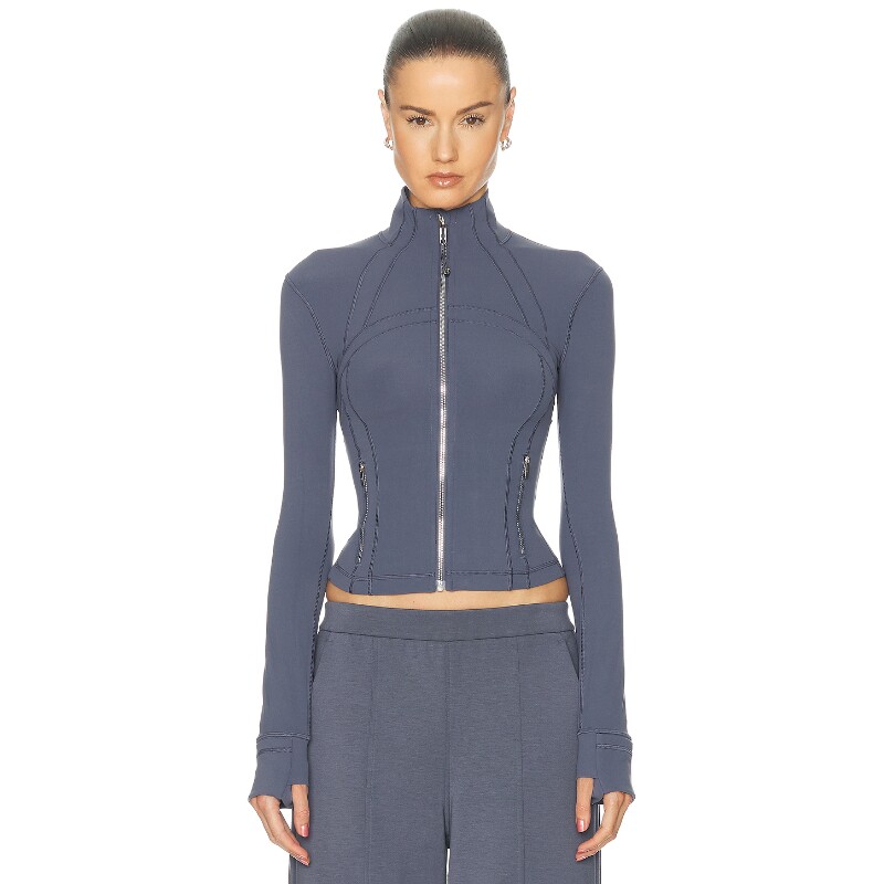 lululemon DEFINE 雾霾蓝经典拉链瑜伽服夹克秋冬新品REVOLVE