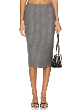 [冬季新品]ALL THE WAYS 半身裙气质条纹高腰裙REVOLVE时尚小众