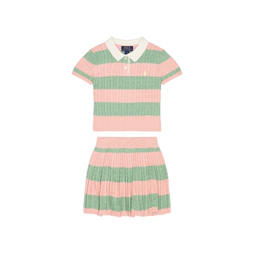 Polo Ralph Lauren粉色夏季新品连衣裙条纹甜美风迷你裙REVOLVE