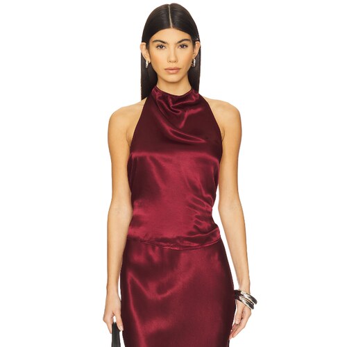 Enza Costa Satin Halter 酒红色REVOLVE小众新款