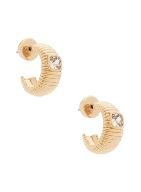 Ettika RIBBED EMERALD MEDIUM HOOPS 圆环耳饰 金属金色REVOLVE