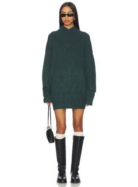 SEROYA Dessa Chunky Sweater Dress 深绿色REVOLVE小众新款