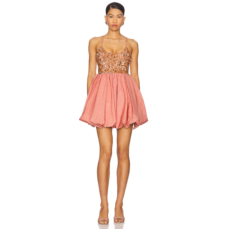 Alice + Olivia 爱丽丝.奥利维亚 NESSA 连衣裙女夏 玫瑰REVOLVE